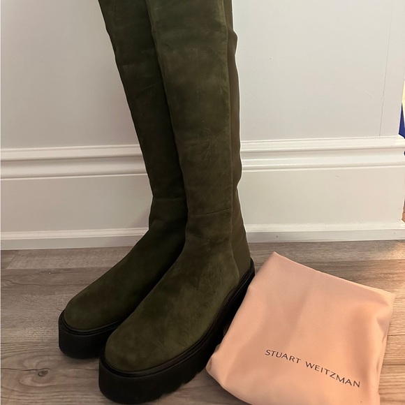 Stuart Weitzman 5050 ultra lift boot hunter green suede 36,5 US 6 - Picture 1 of 4